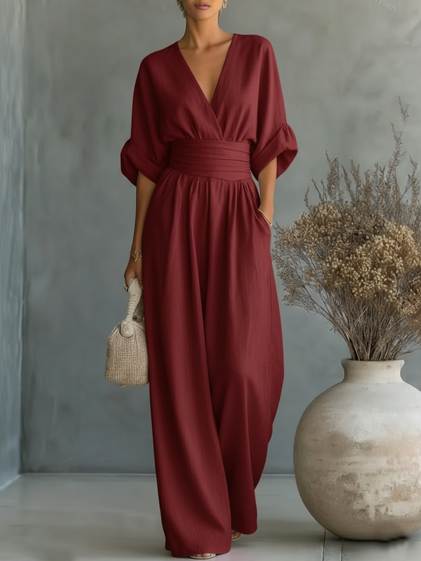 Rosalind | Women's V-Neck High-Waist Jumpsuit