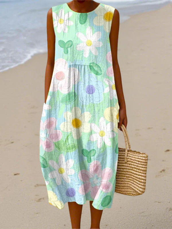 ISLA | PASTEL BLOSSOM SOFT MIDI DRESS