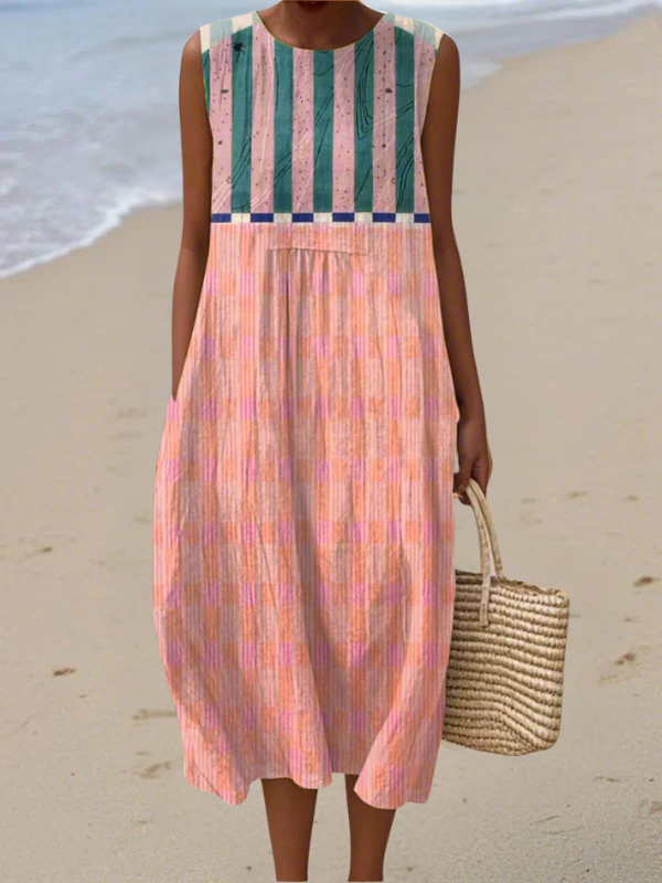 NINA | STRIPED PASTEL SUMMER MIDI DRESS