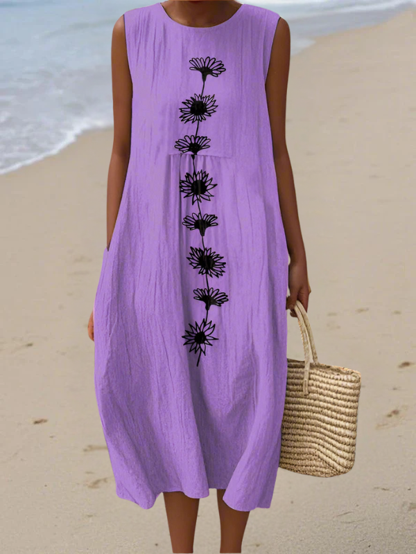 SOPHIA | VIOLET BLOOM ELEGANT MIDI DRESS
