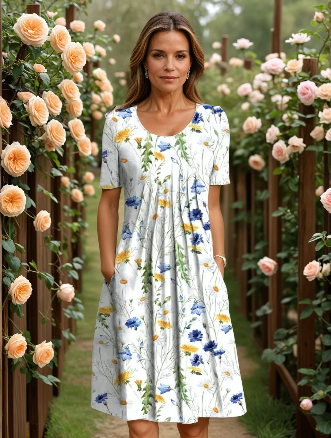 Harper | Refined Floral Midi Dress