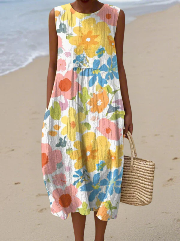 RUBY | PASTEL FLORAL FLOW MIDI DRESS