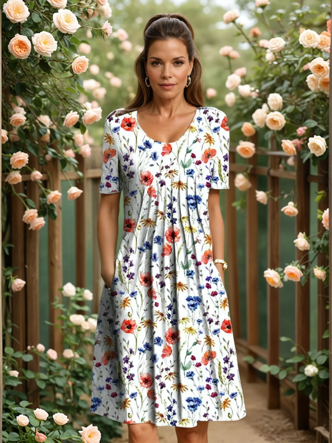 Harper | Refined Floral Midi Dress