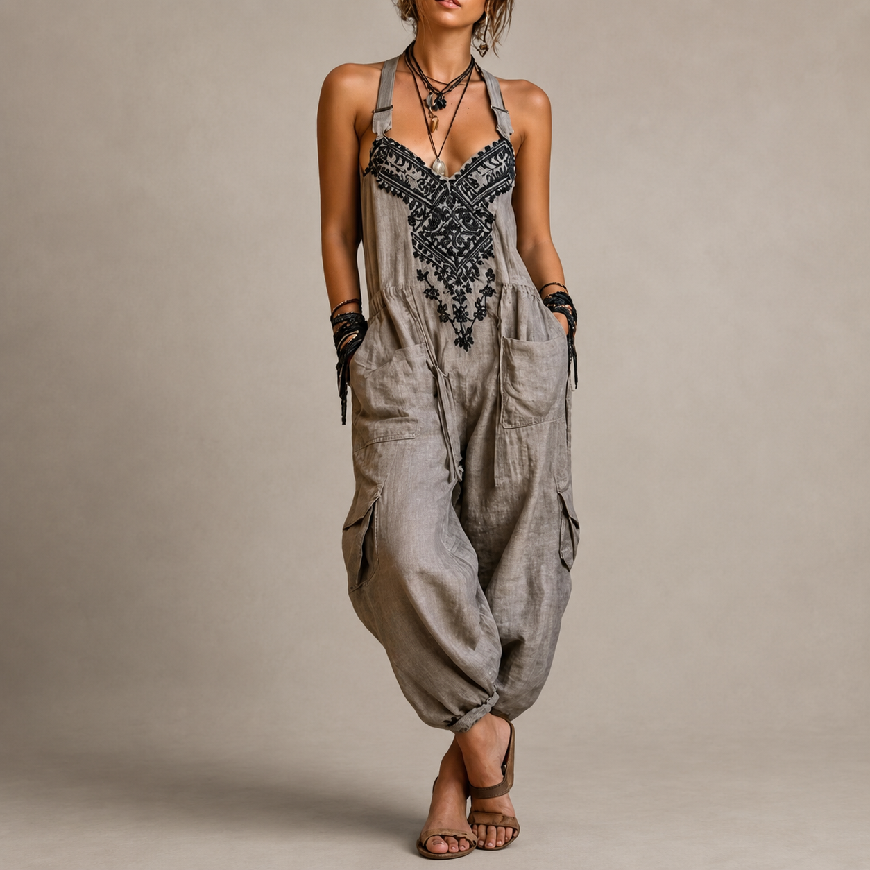 Caitlin | Embroidered Boho Jumpsuit