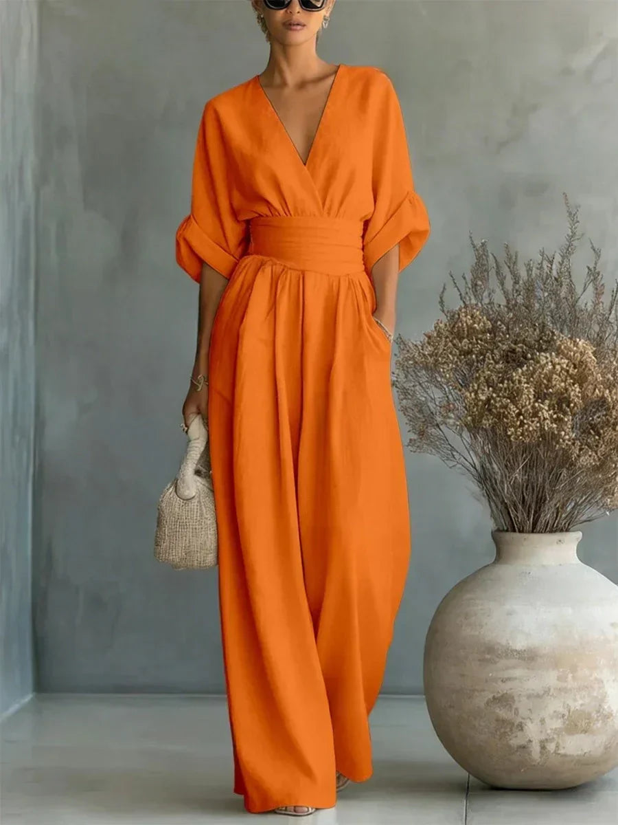 Rosalind | Women's V-Neck High-Waist Jumpsuit