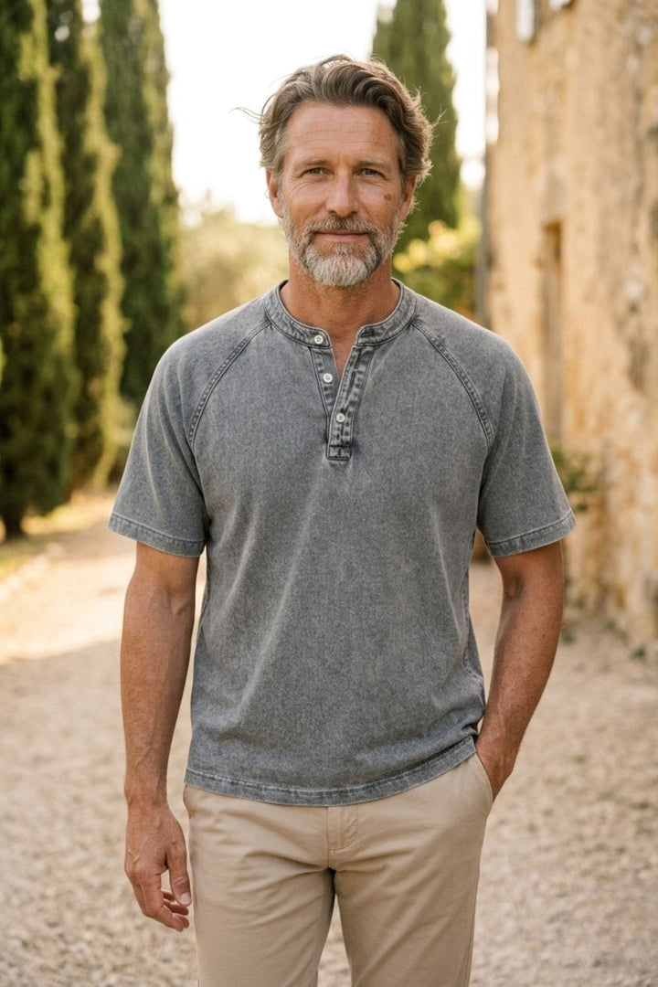 Reid | Men's Navy Henley Shirt