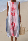 IRIS | DRESS WITH CHARMING LOBSTER ART PRINT
