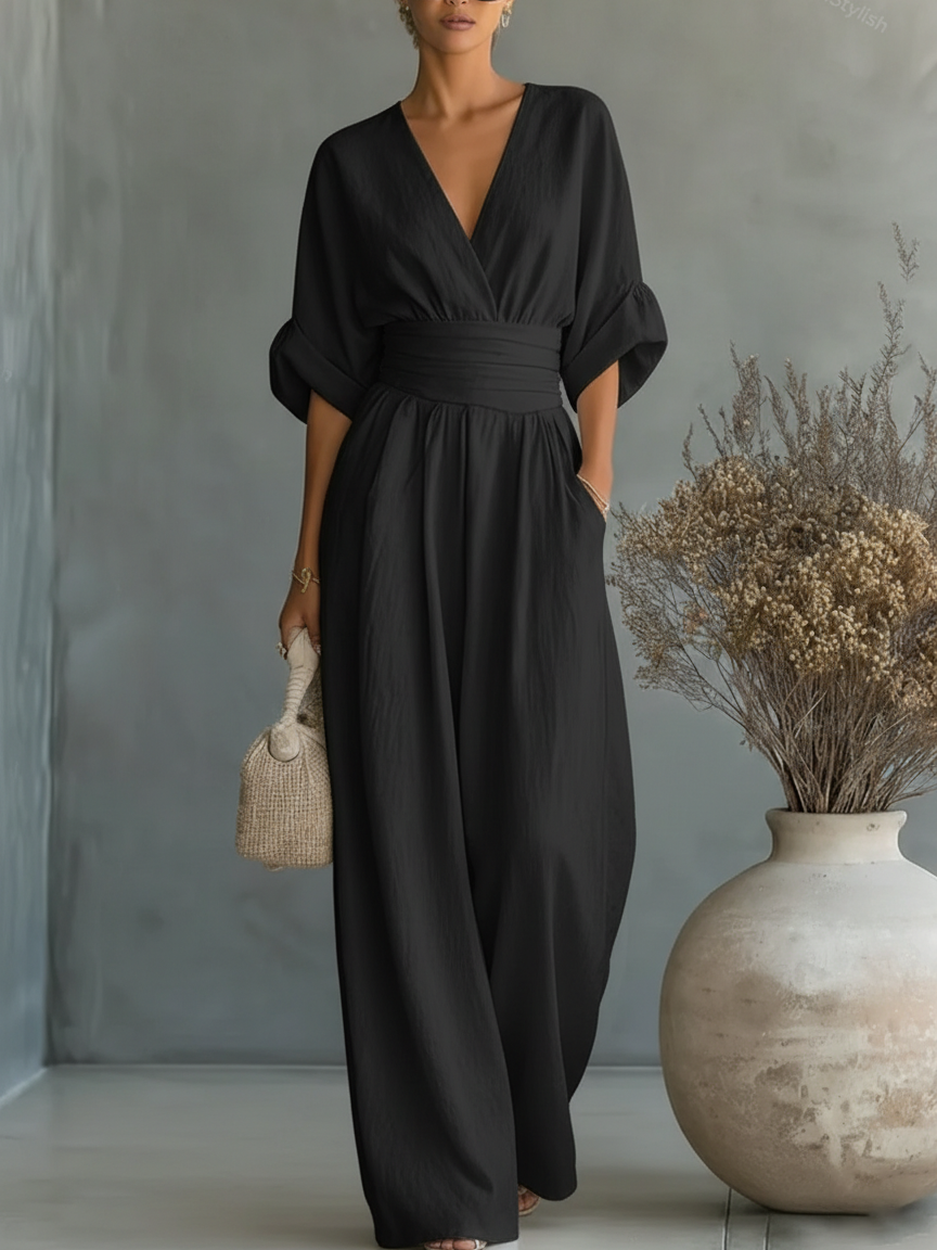 Rosalind | Women's V-Neck High-Waist Jumpsuit
