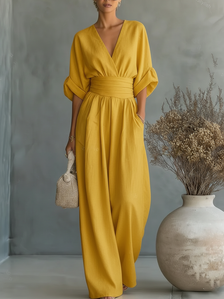 Rosalind | Women's V-Neck High-Waist Jumpsuit