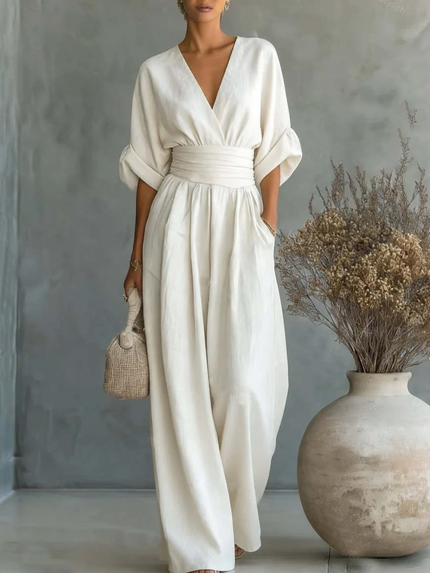 Rosalind | Women's V-Neck High-Waist Jumpsuit