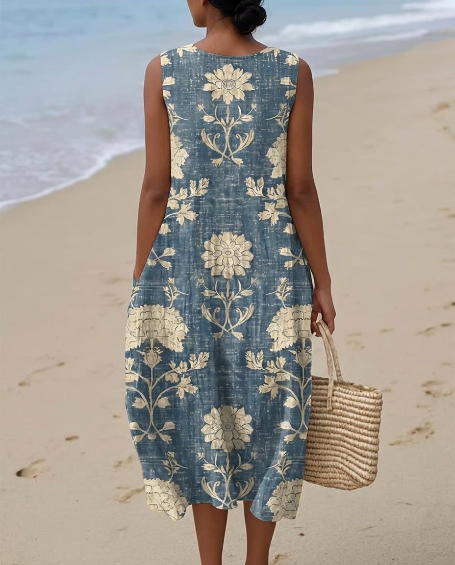 GEORGIA | COMFORTABLE DRESS WITH VINTAGE FLORAL PRINT