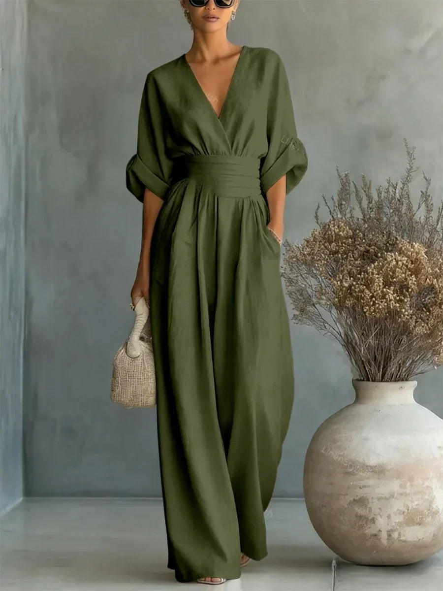 Rosalind | Women's V-Neck High-Waist Jumpsuit