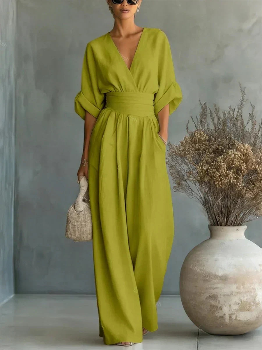 Rosalind | Women's V-Neck High-Waist Jumpsuit